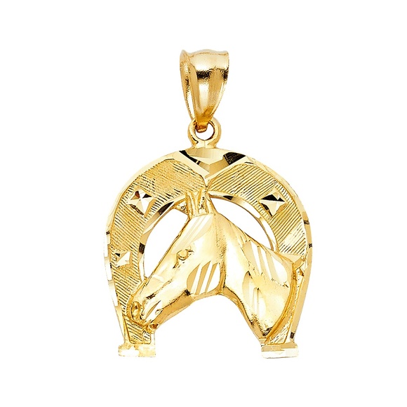 14K Yellow GoldLucky Horsehoe Pendant